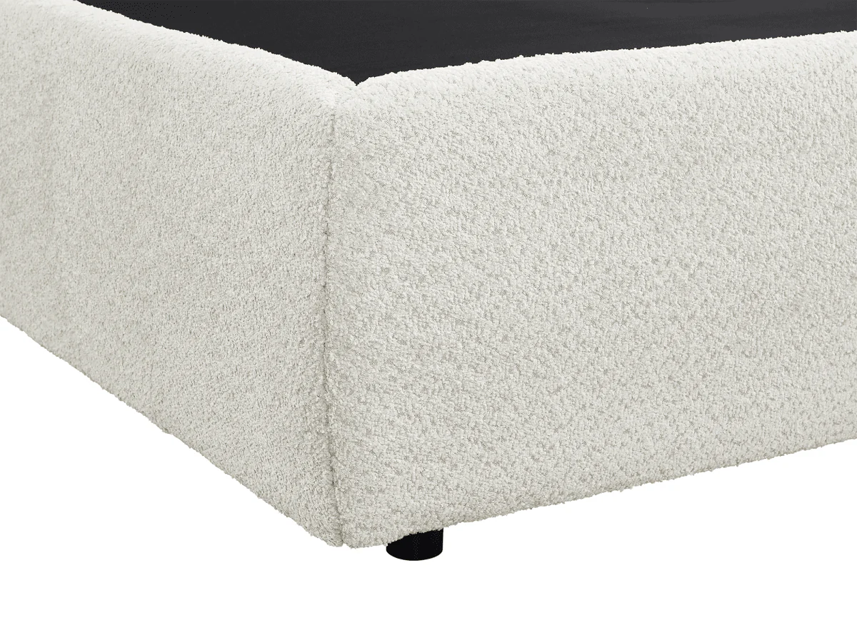 Lit coffre en tissu bouclette beige 160x200 cm MELY - Image 8