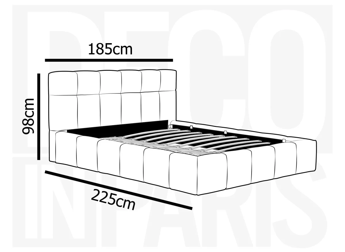 Lit coffre en tissu bouclette beige 160x200 cm MILIE - Image 9
