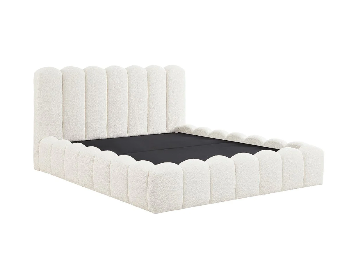 Lit coffre en tissu bouclette beige 160x200 cm RITA - Image 3