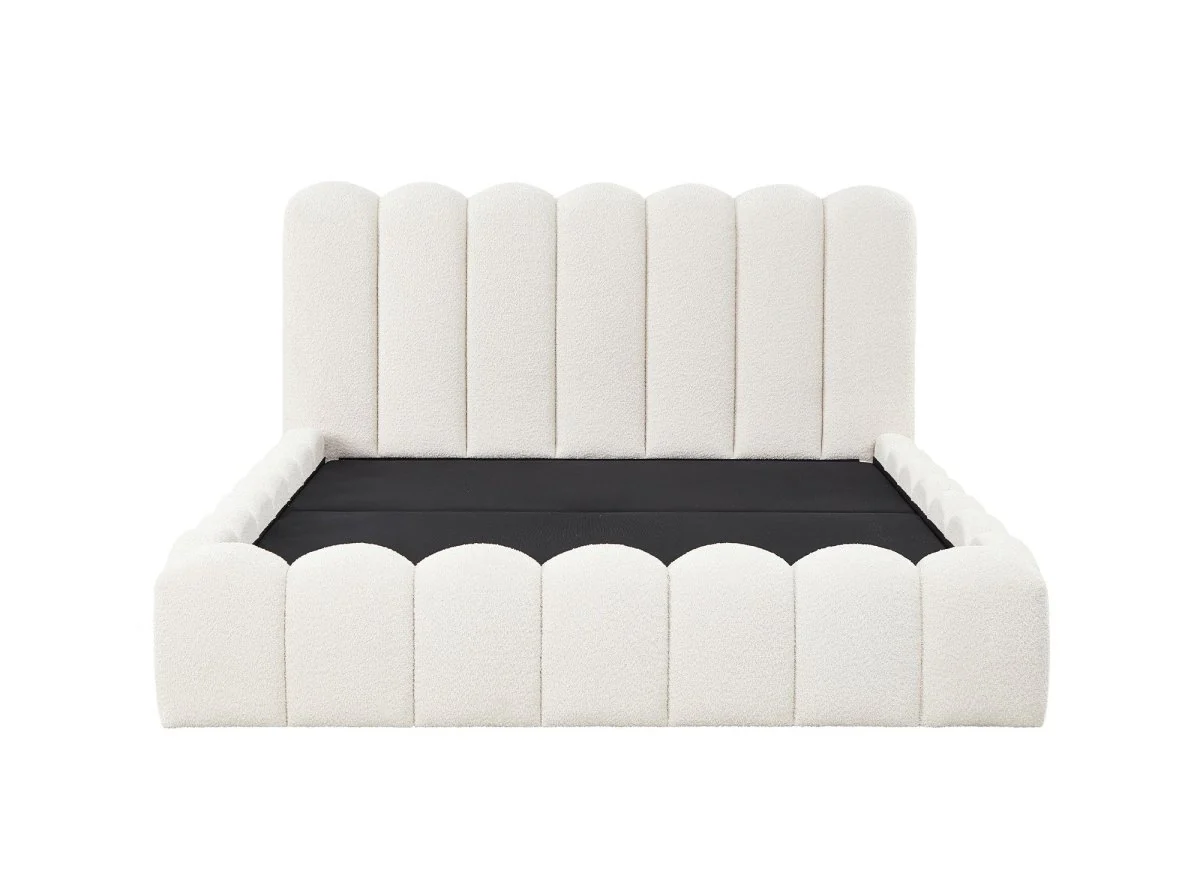 Lit coffre en tissu bouclette beige 160x200 cm RITA - Image 5