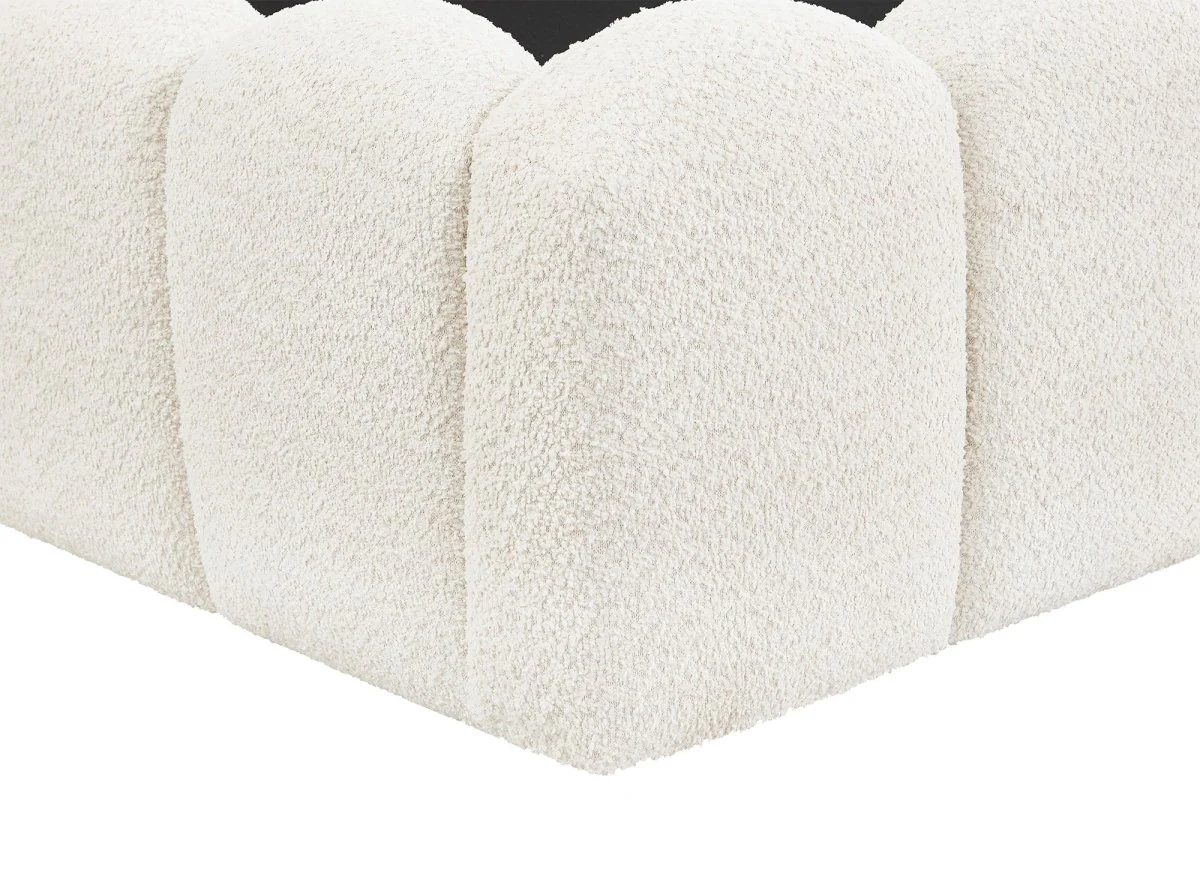 Lit coffre en tissu bouclette beige 160x200 cm RITA - Image 7