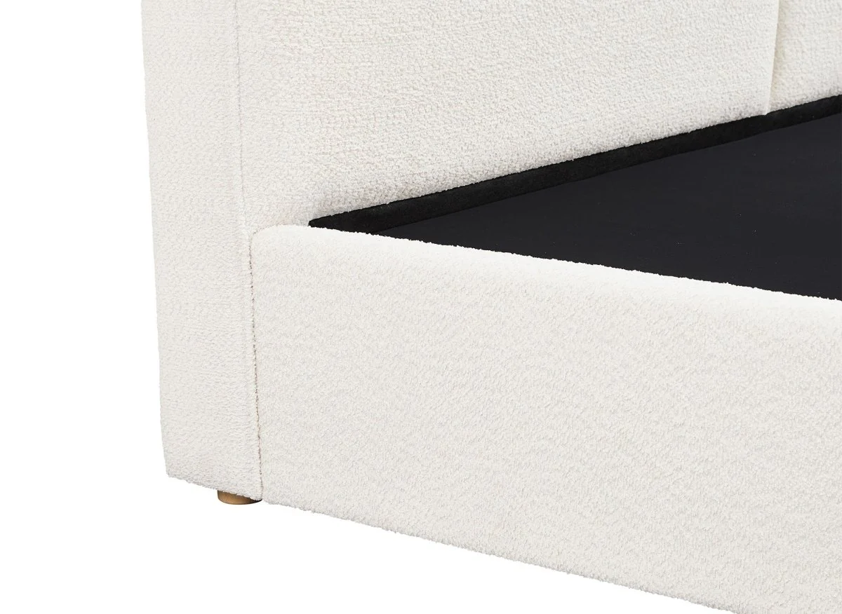 Lit coffre en tissu bouclette beige 160x200 cm ZELIA - Image 8