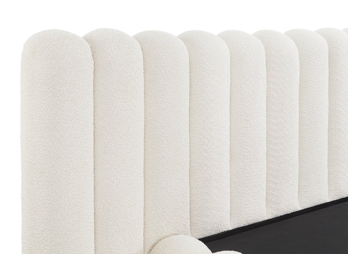 Lit coffre en tissu bouclette beige 180x200 cm GRETA - Image 6