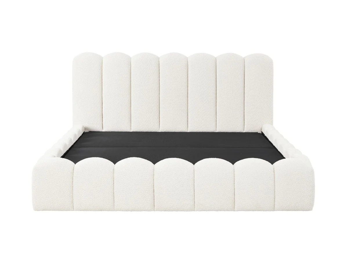 Lit coffre en tissu bouclette beige 180x200 cm RITA - Image 5