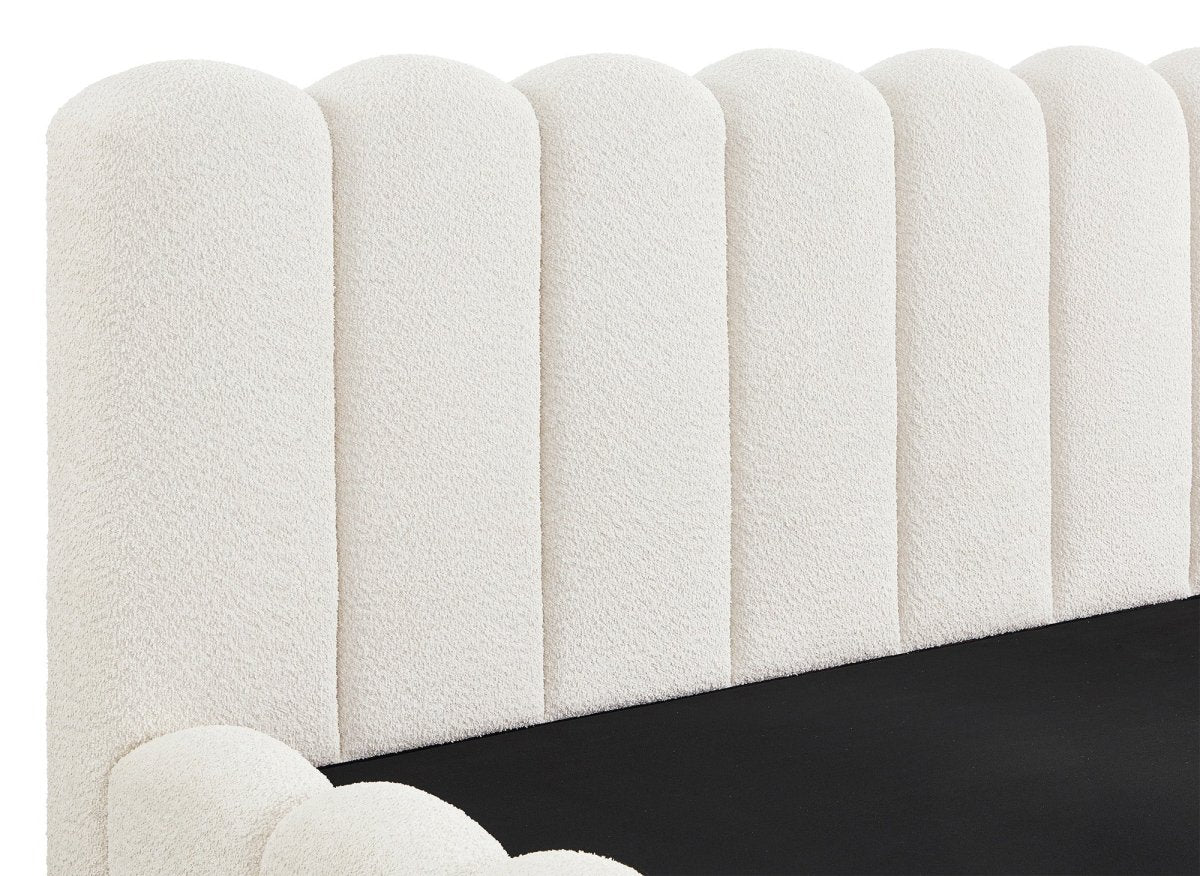 Lit coffre en tissu bouclette beige 180x200 cm RITA - Image 6