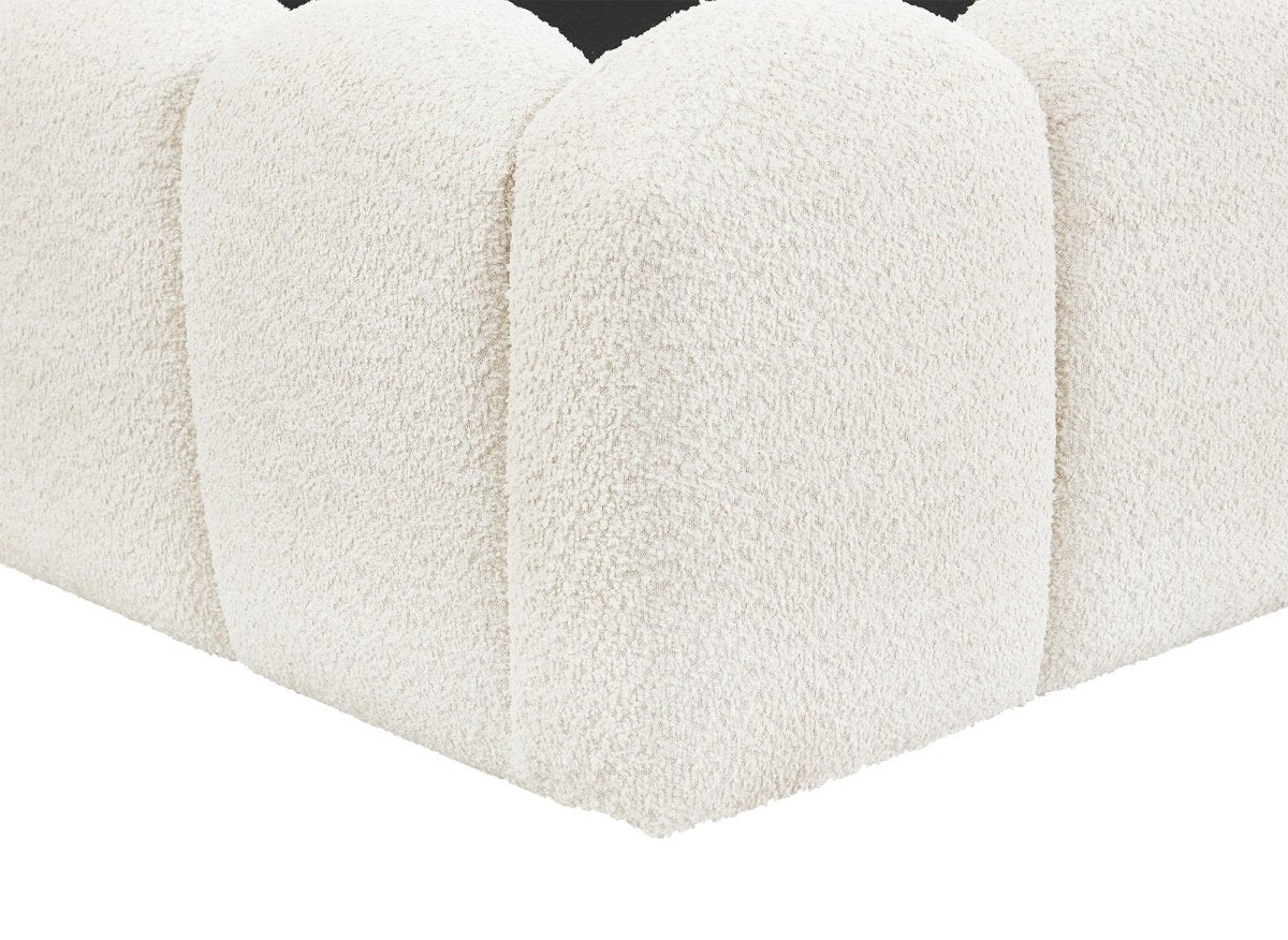 Lit coffre en tissu bouclette beige 180x200 cm RITA - Image 7