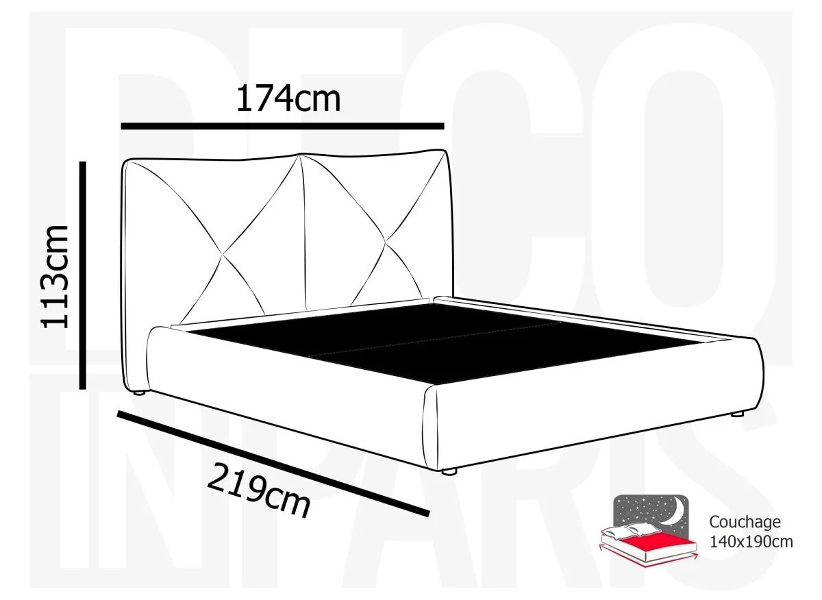 Lit coffre en tissu bouclette doux beige 140x190 cm NOAH - Image 10