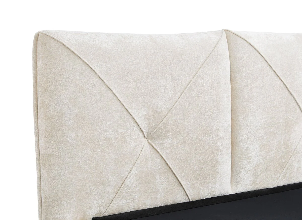 Lit coffre en tissu bouclette doux beige 140x190 cm NOAH - Image 7