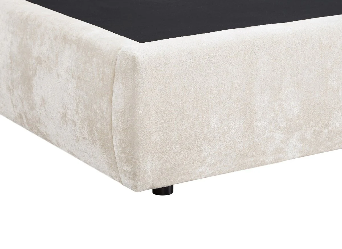 Lit coffre en tissu bouclette doux beige 160x200 cm NOAH - Image 9
