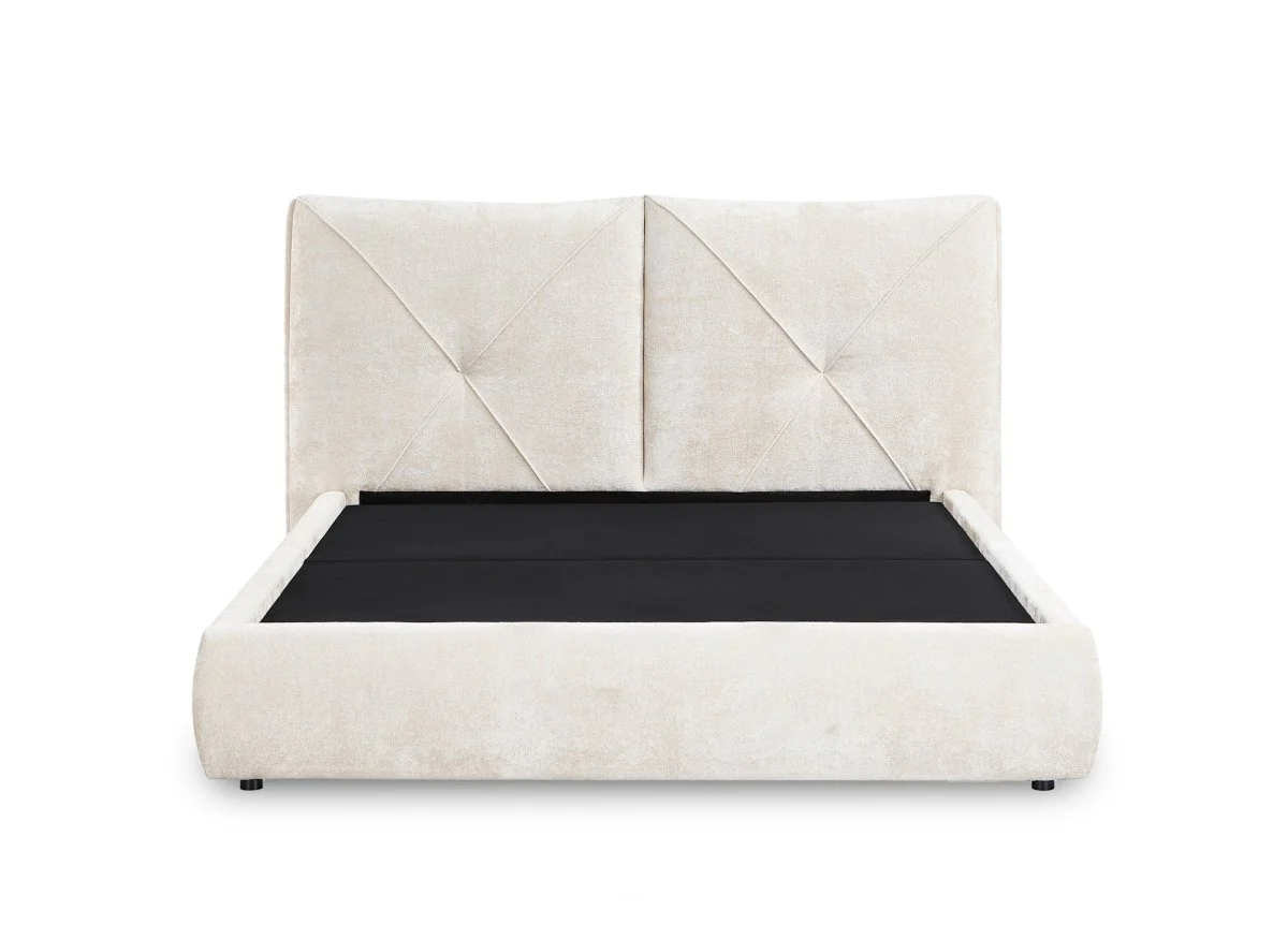 Lit coffre en tissu bouclette doux beige 180x200 cm NOAH - Image 6