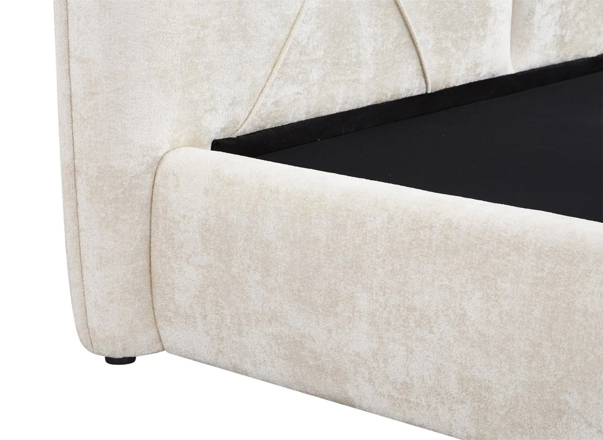Lit coffre en tissu bouclette doux beige 180x200 cm NOAH - Image 8