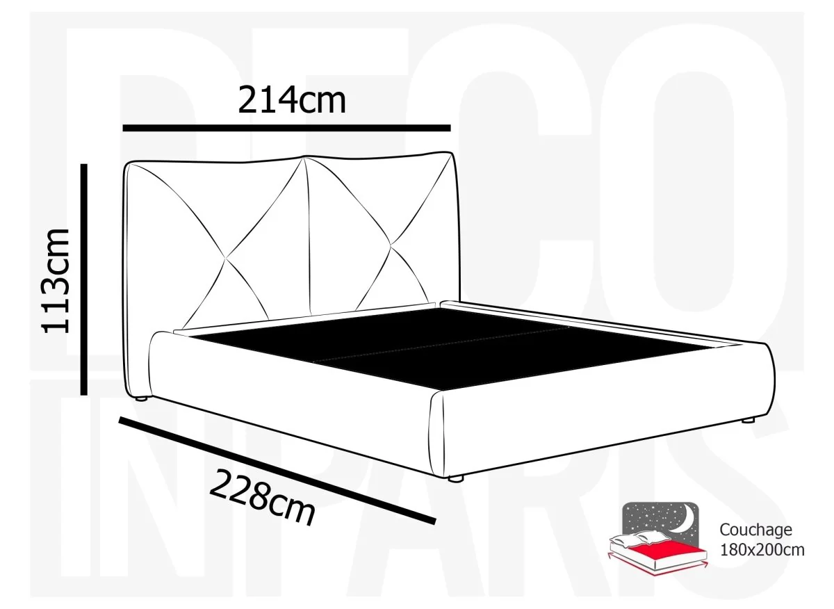 Lit coffre en tissu bouclette doux gris 180x200 cm NOAH - Image 10