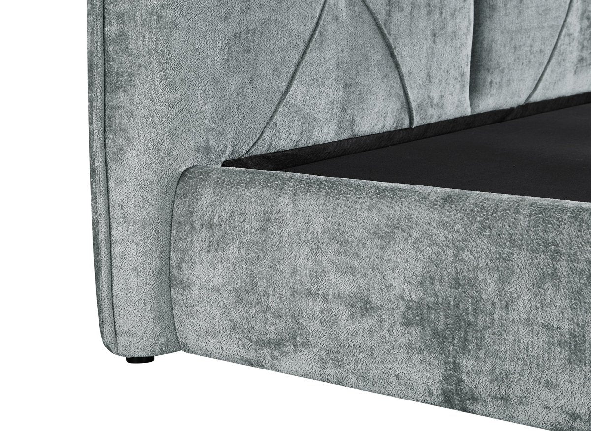 Lit coffre en tissu bouclette doux gris 180x200 cm NOAH - Image 8