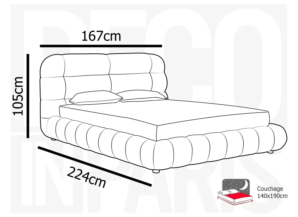 Lit coffre en tissu bouclette écru 140x190 cm YOURI - Image 10