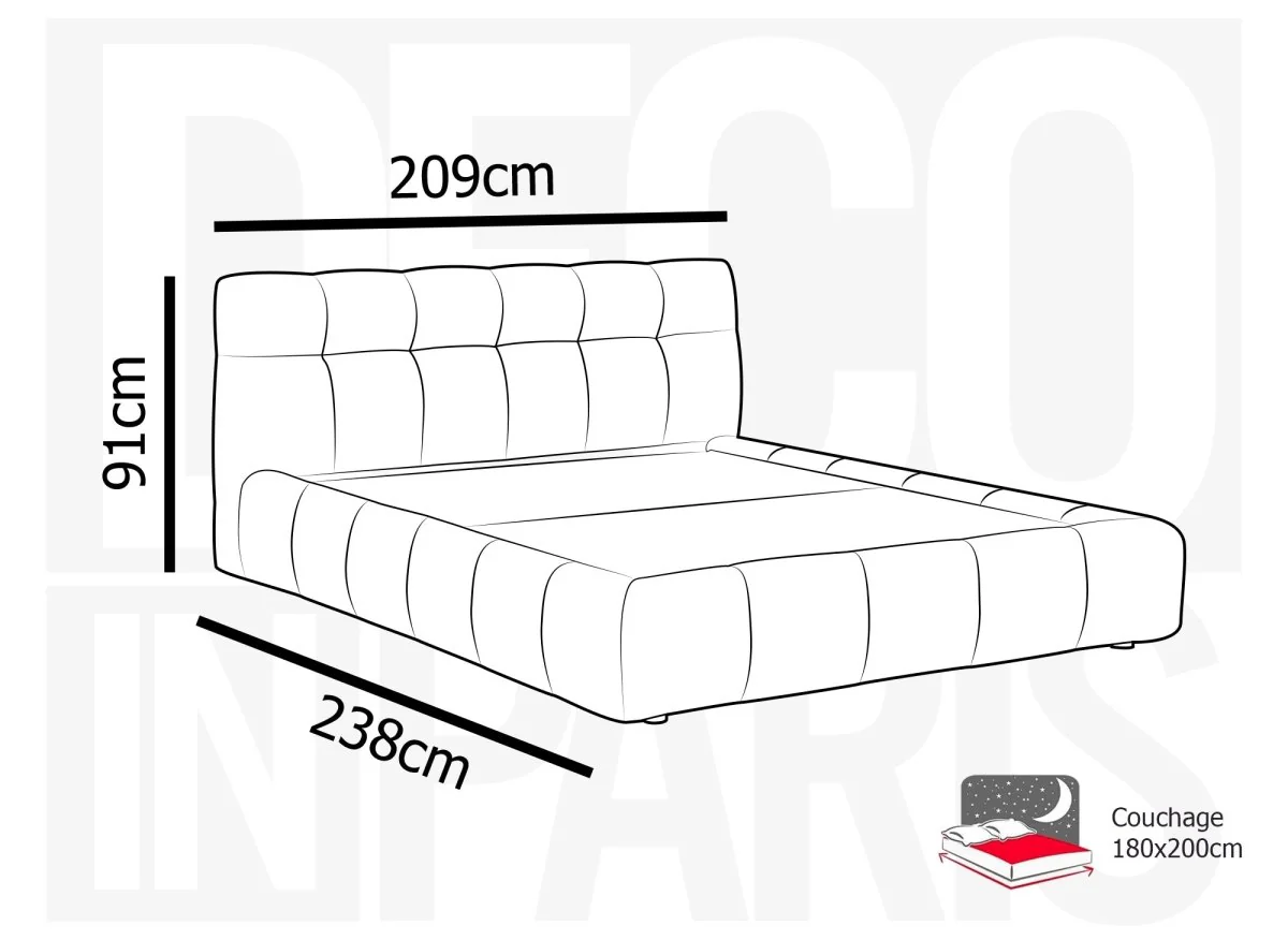 Lit coffre en tissu bouclette écru 180x200 cm GEORGINA - Image 10
