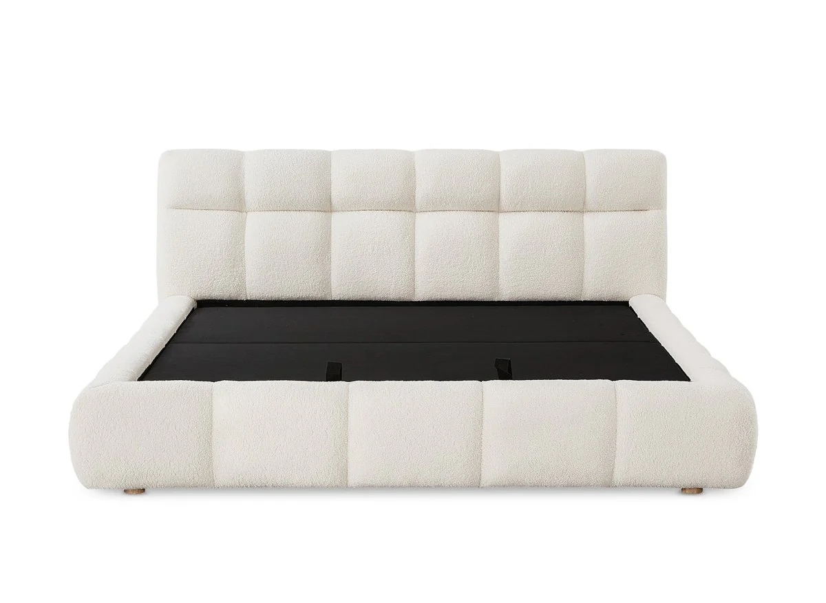 Lit coffre en tissu bouclette écru 180x200 cm GEORGINA - Image 6