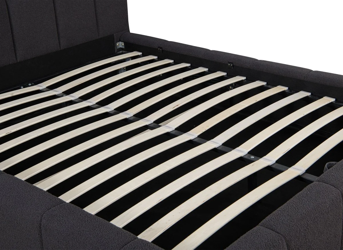 Lit coffre en tissu bouclette gris 160x200 cm MILIE - Image 8