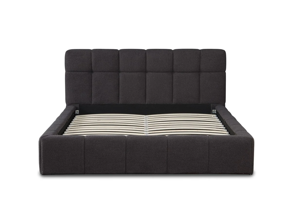 Lit coffre en tissu bouclette gris 180x200 cm MILIE - Image 6