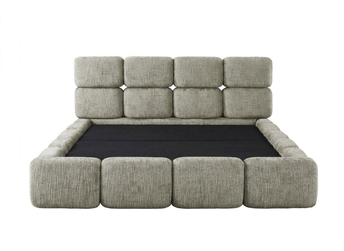 Lit coffre en velours chiné vert olive 160x200 cm BUBBLE - Image 6