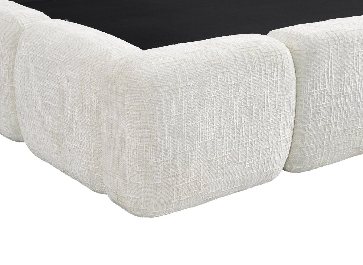 Lit coffre en velours chiné beige 140x190 cm BUBBLE - Image 10