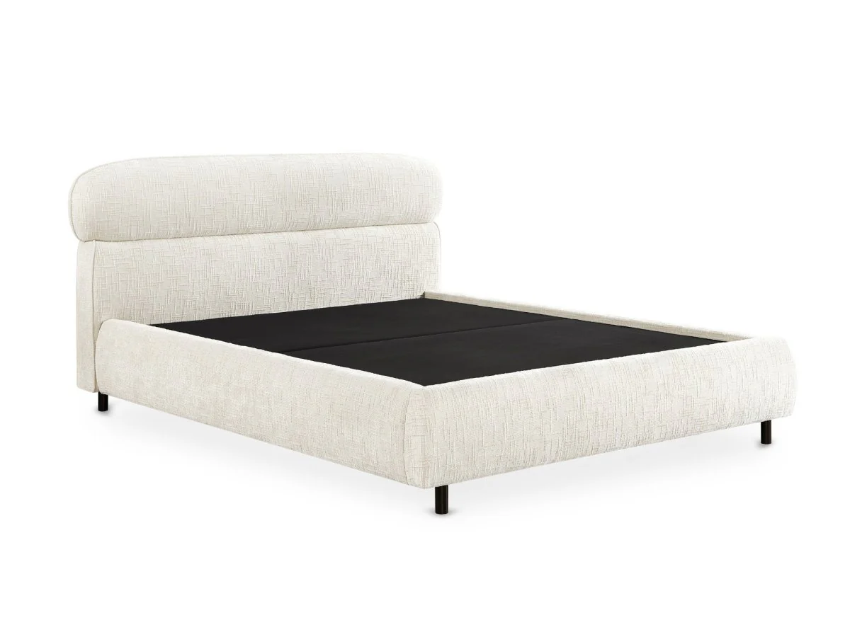 Lit coffre en velours chiné beige 140x190cm MELO - Image 4