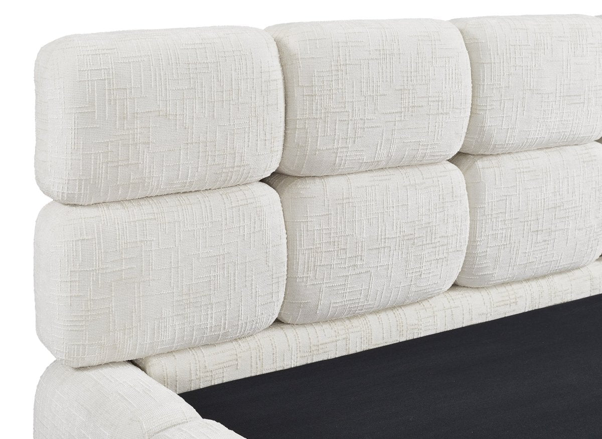 Lit coffre en velours chiné beige 160x200 cm BUBBLE - Image 9