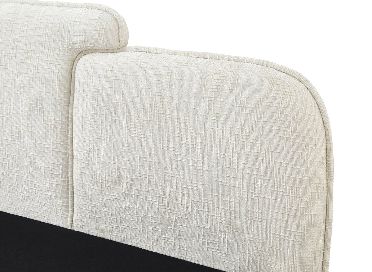 Lit coffre en velours chiné beige 180x200 cm MILENA - Image 7