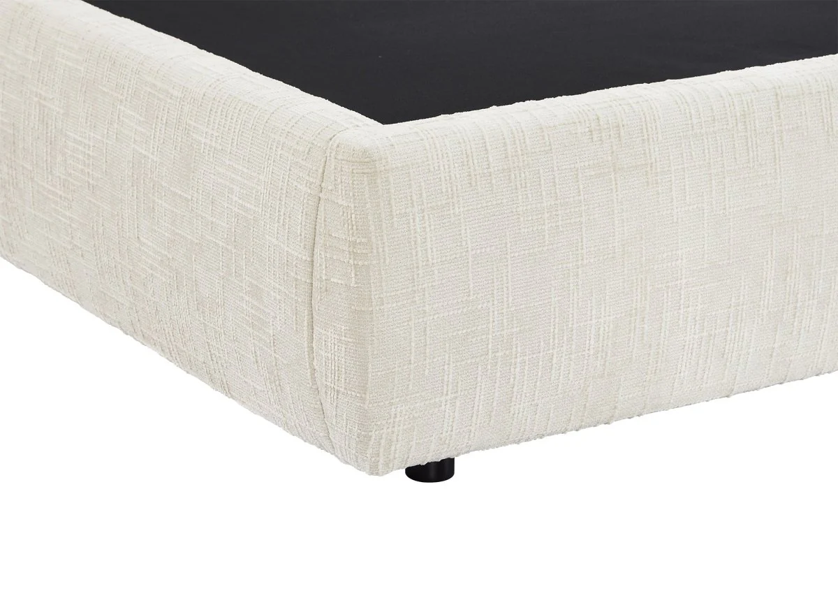 Lit coffre en velours chiné beige 180x200 cm MILENA - Image 9