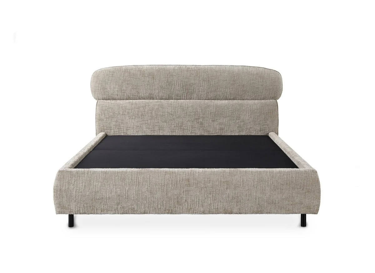 Lit coffre en velours chiné taupe 140x190cm MELO - Image 6