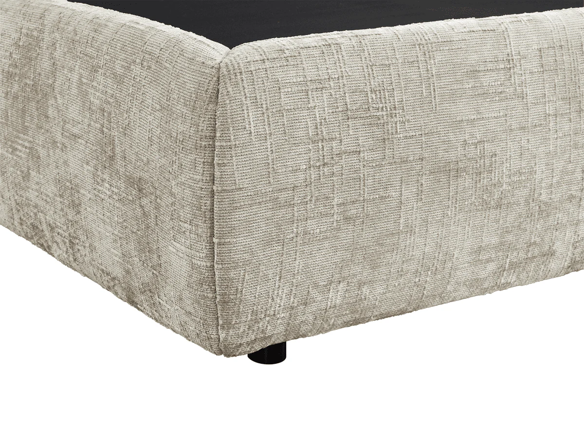 Lit coffre en velours chiné taupe 140x190 cm MELY - Image 8