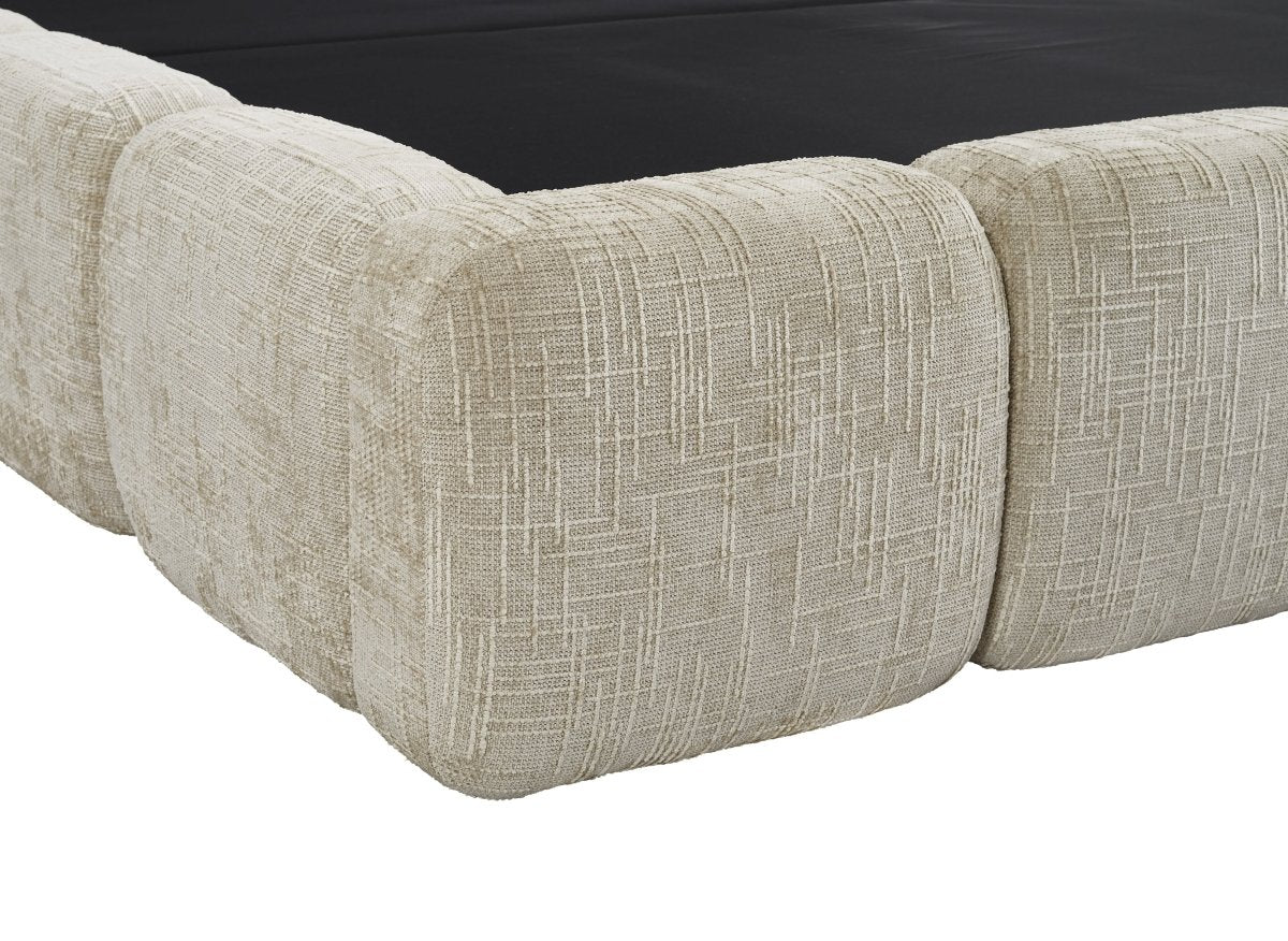 Lit coffre en velours chiné taupe 160x200 cm BUBBLE - Image 8