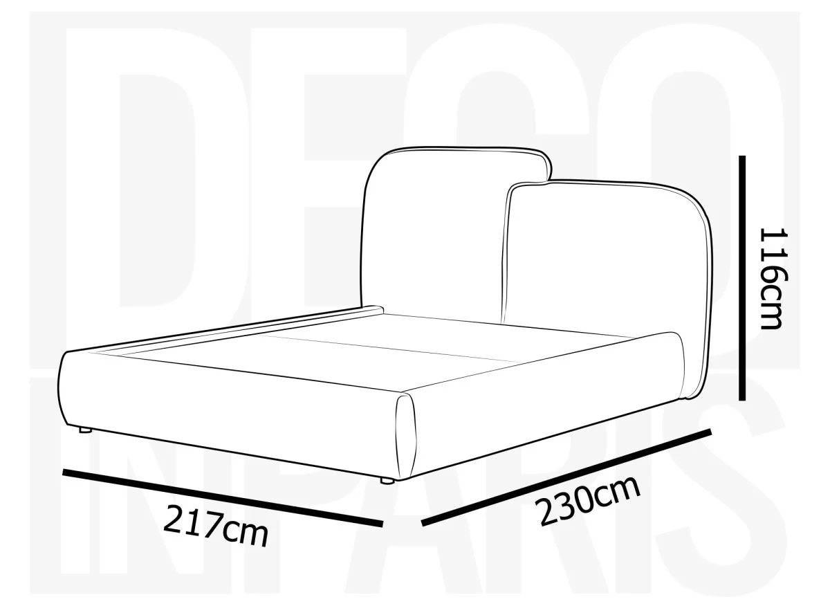 Lit coffre en velours chiné taupe 180x200 cm MILENA - Image 10