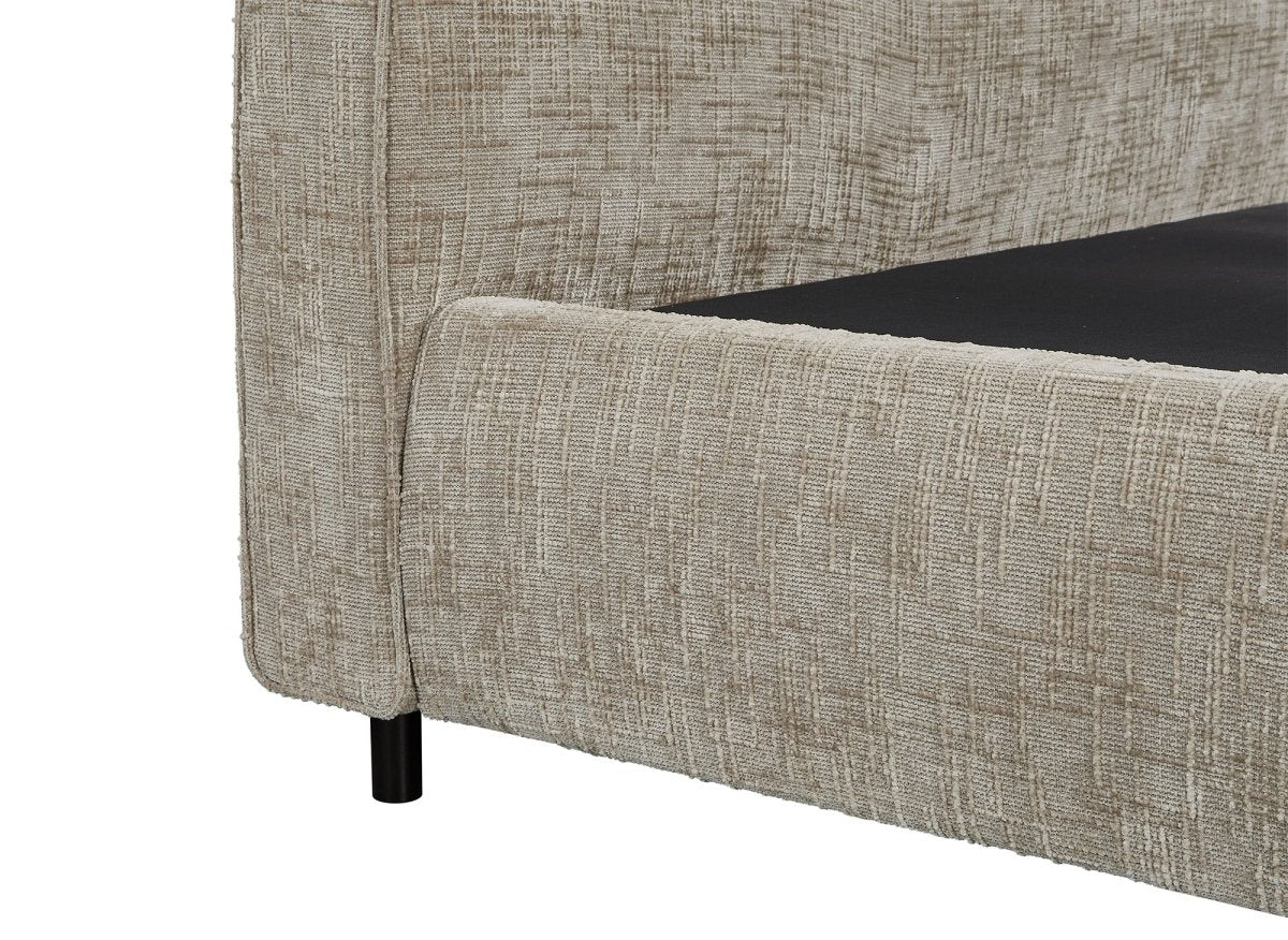 Lit coffre en velours chiné taupe 180x200cm MELO - Image 8