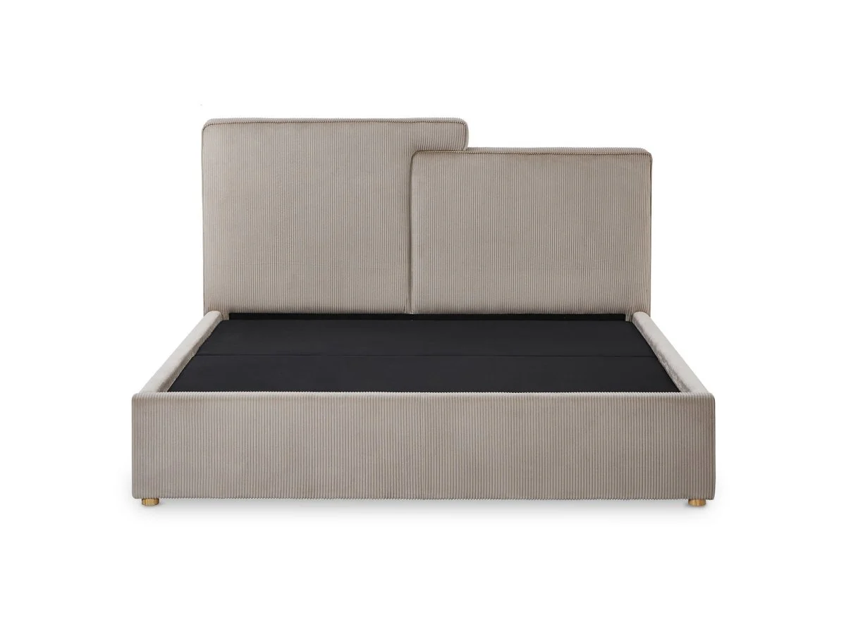 Lit coffre en velours côtelé taupe 160x200 cm ZELIA - Image 6