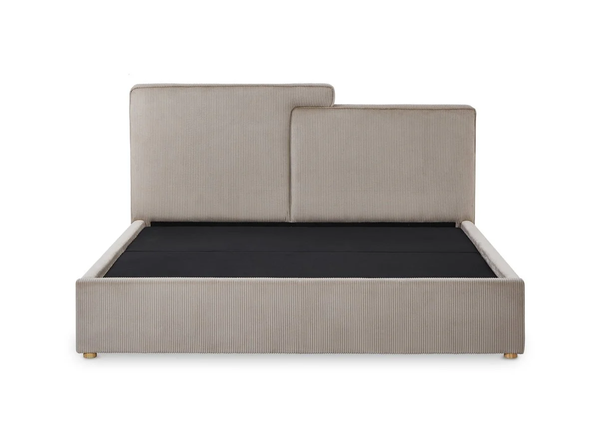 Lit coffre en velours côtelé taupe 180x200 cm ZELIA - Image 6