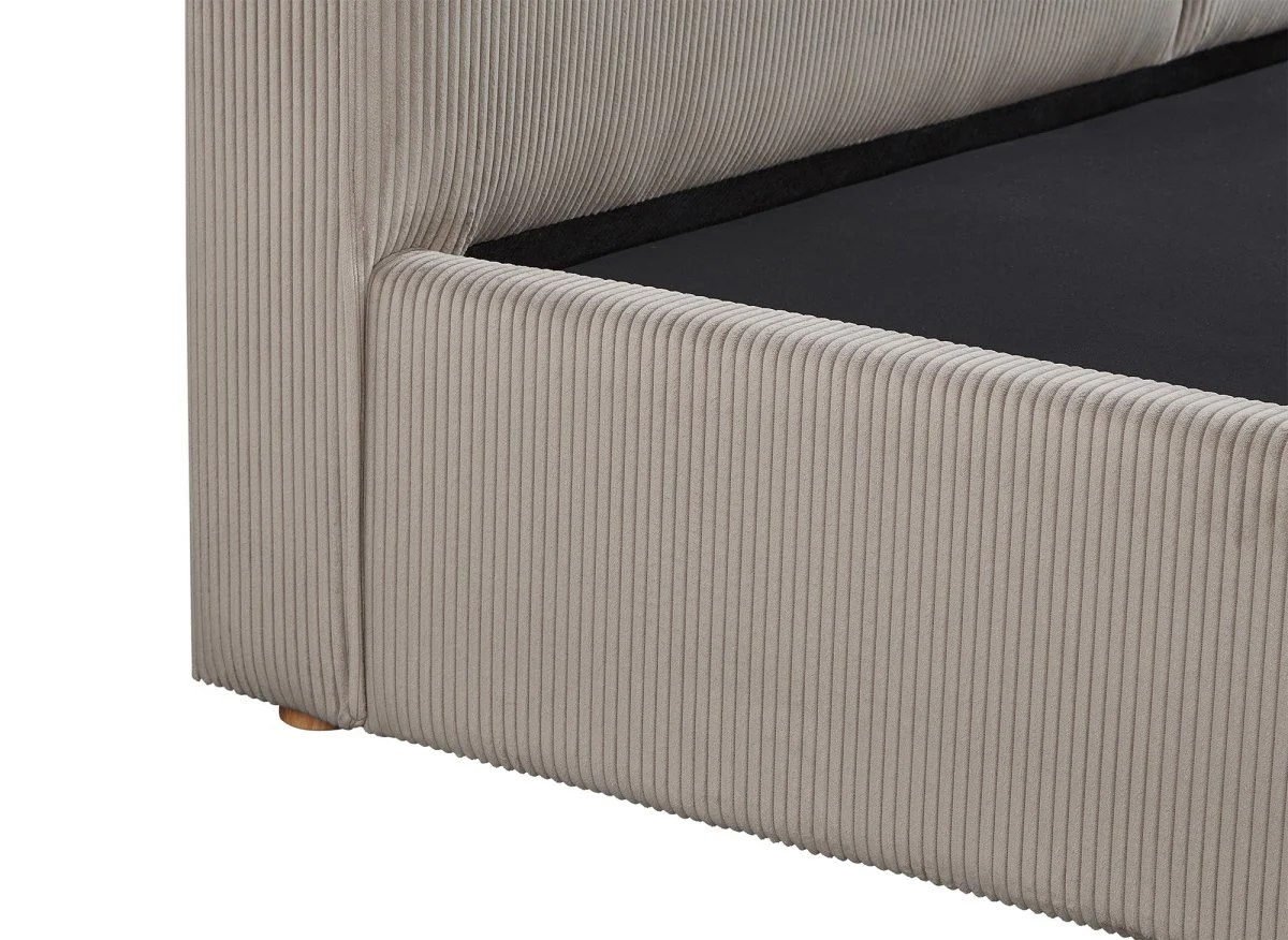 Lit coffre en velours côtelé taupe 180x200 cm ZELIA - Image 8