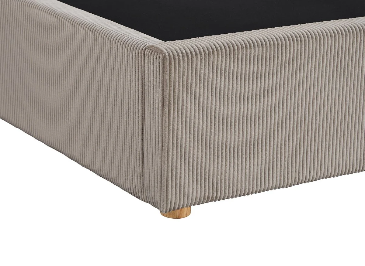 Lit coffre en velours côtelé taupe 180x200 cm ZELIA - Image 9