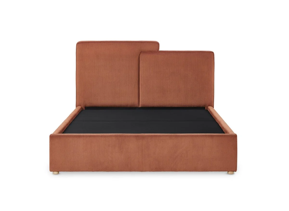 Lit coffre en velours côtelé terracotta 140x190 cm ZELIA - Image 6