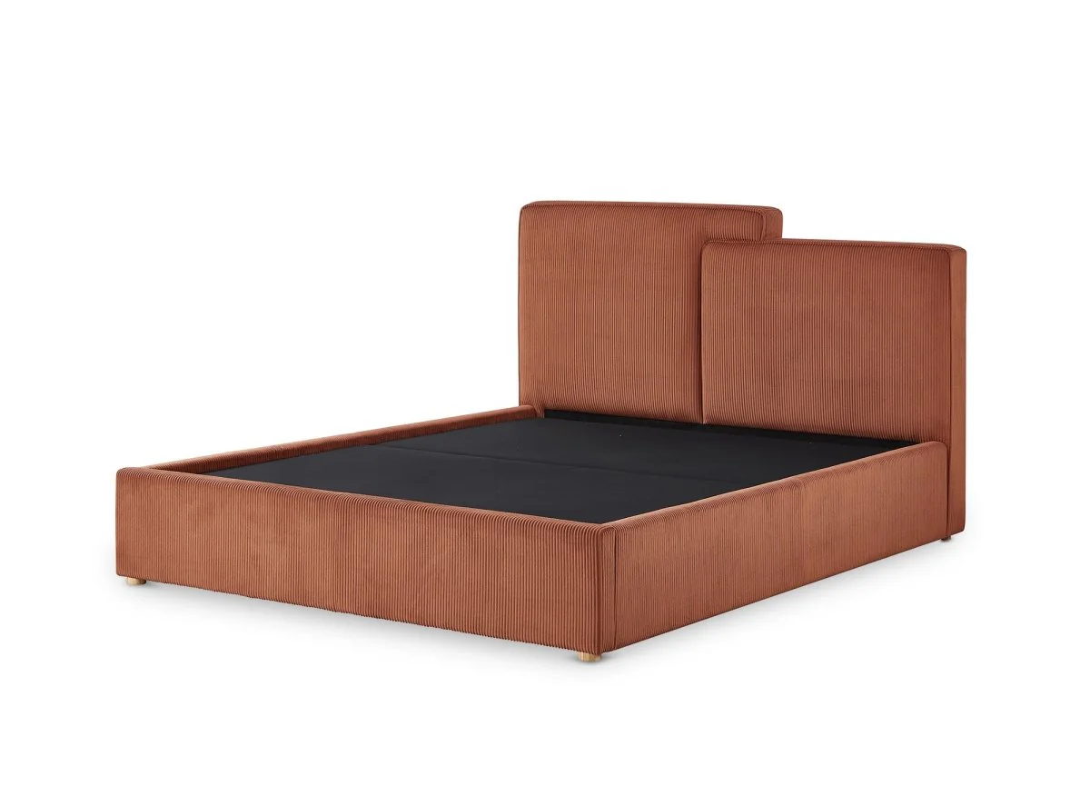 Lit coffre en velours côtelé terracotta 160x200 cm ZELIA - Image 4