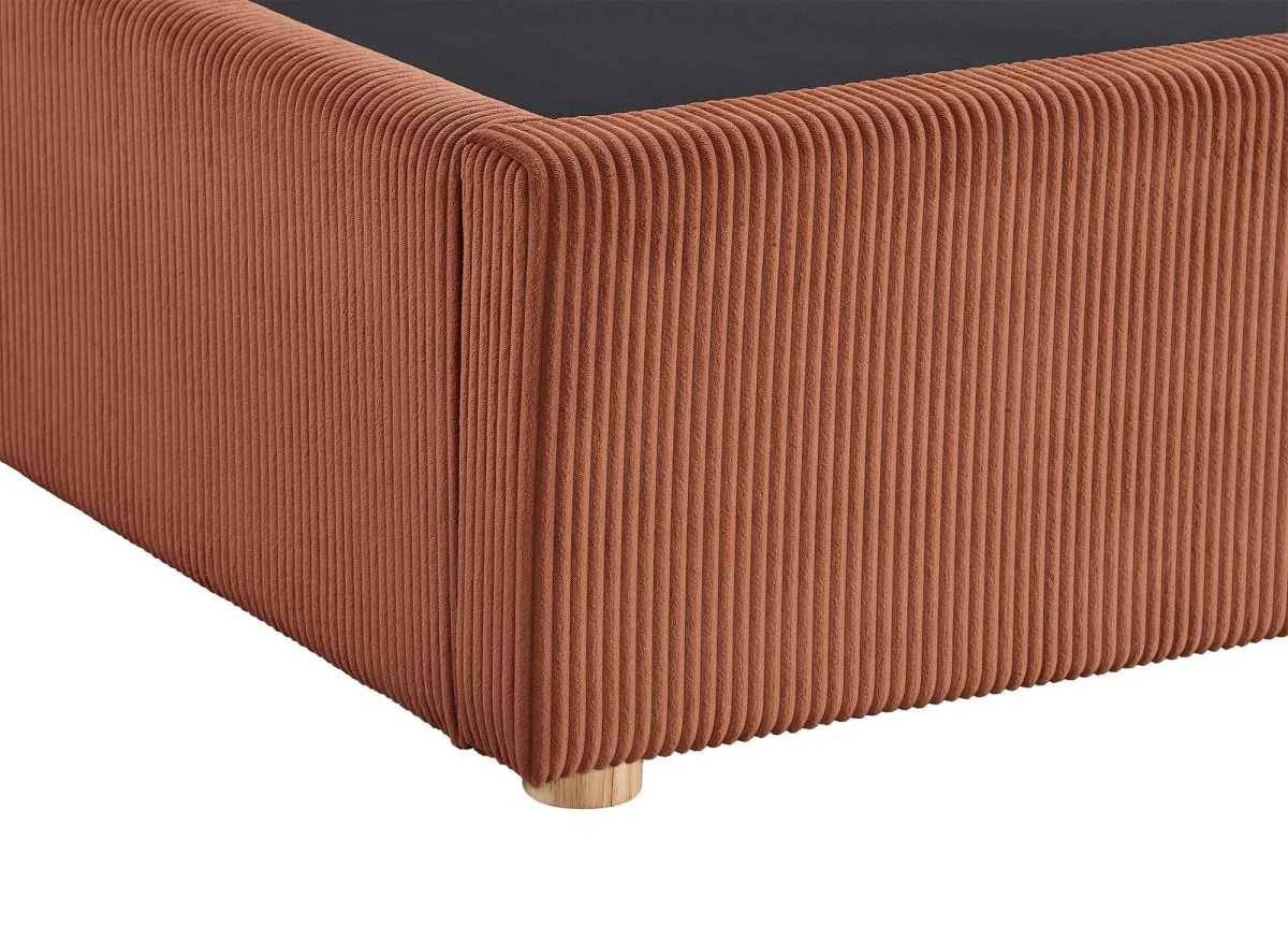 Lit coffre en velours côtelé terracotta 160x200 cm ZELIA - Image 9