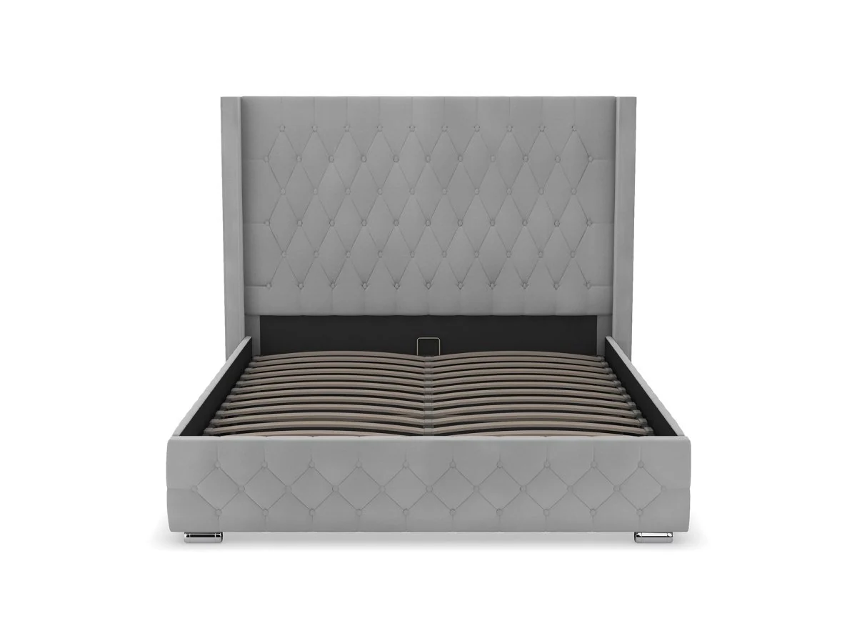 Lit coffre en velours gris 160X200 cm PERLA - Image 7