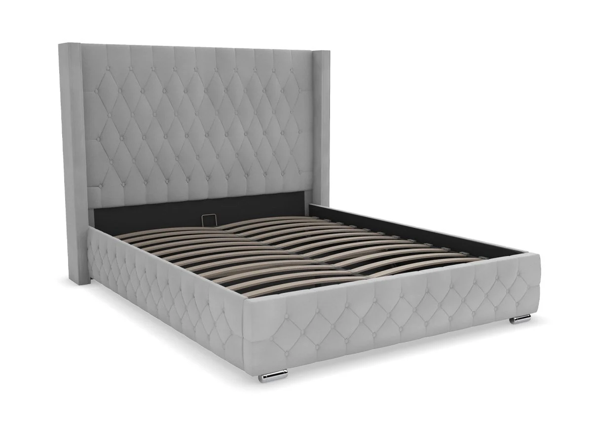 Lit coffre en velours gris 180X200 cm PERLA - Image 5