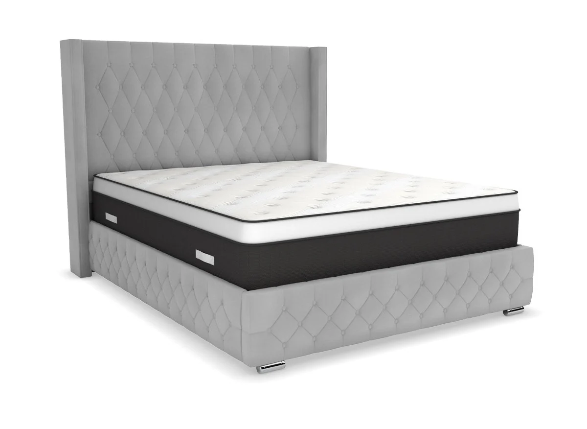Lit coffre en velours gris 180X200 cm PERLA - Image 6