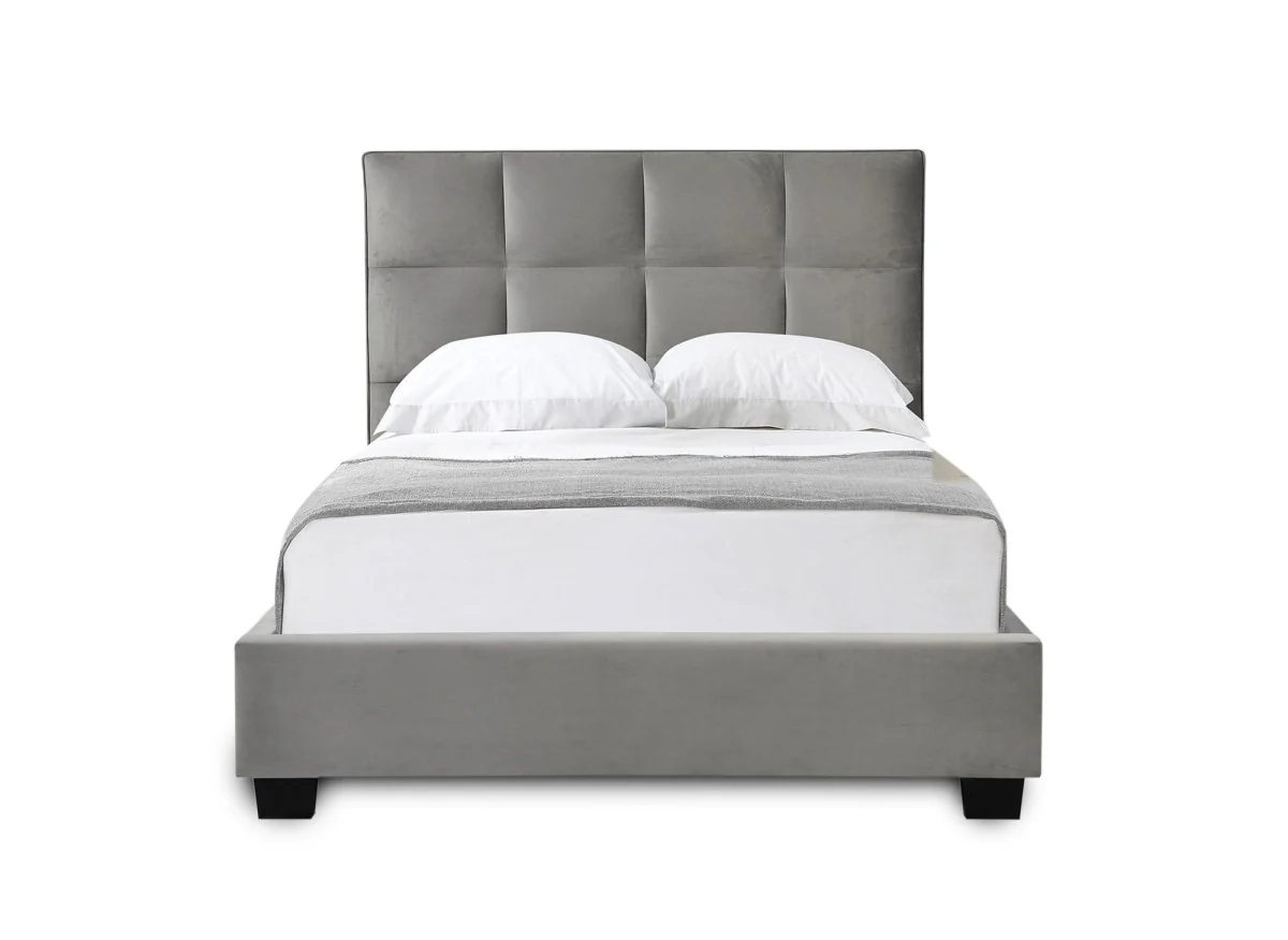 Lit coffre en velours gris design CAROLINE 140 x 190 cm - Image 6