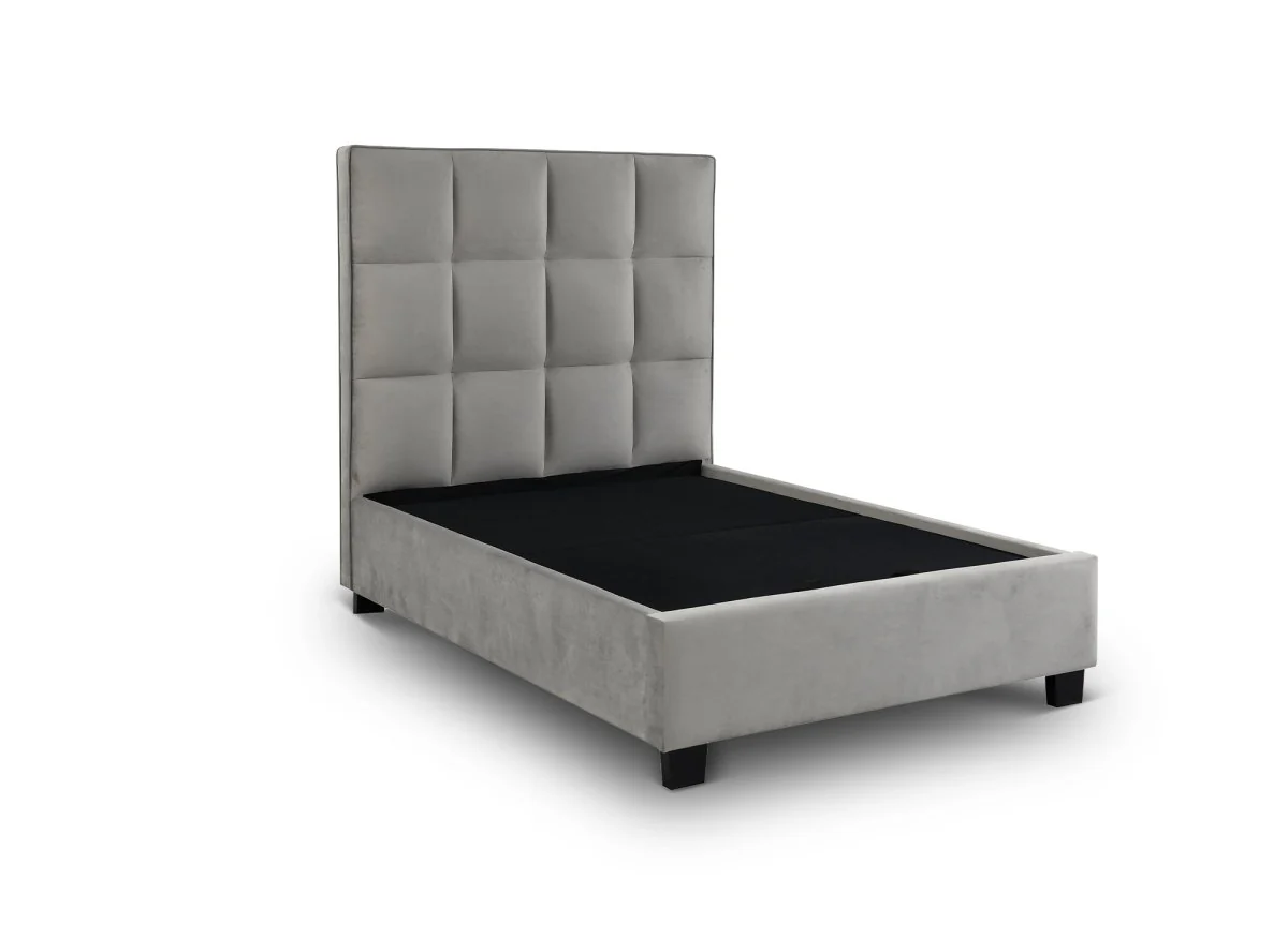 Lit coffre en velours gris design CAROLINE 140 x 190 cm - Image 8