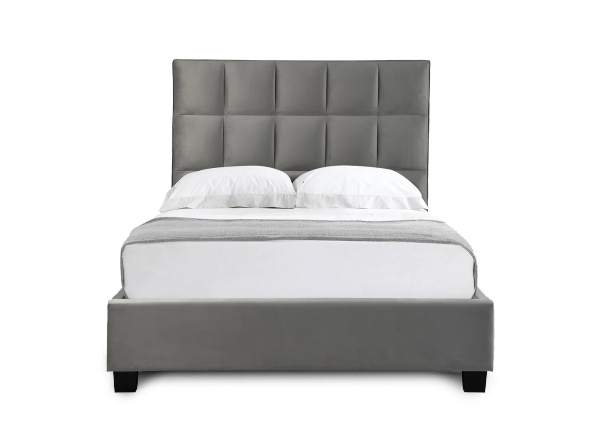 Lit coffre en velours gris design CAROLINE 180 x 200 cm - Image 6
