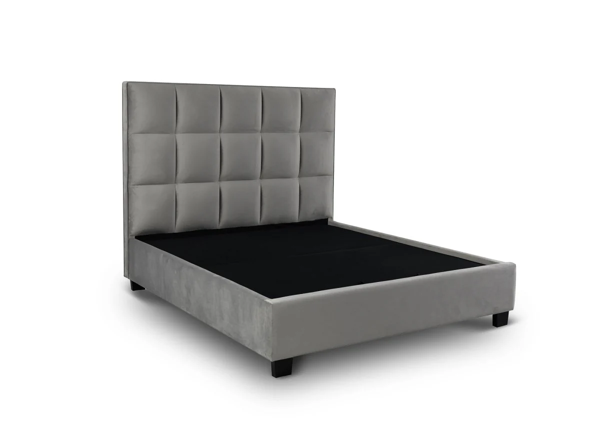 Lit coffre en velours gris design CAROLINE 180 x 200 cm - Image 8
