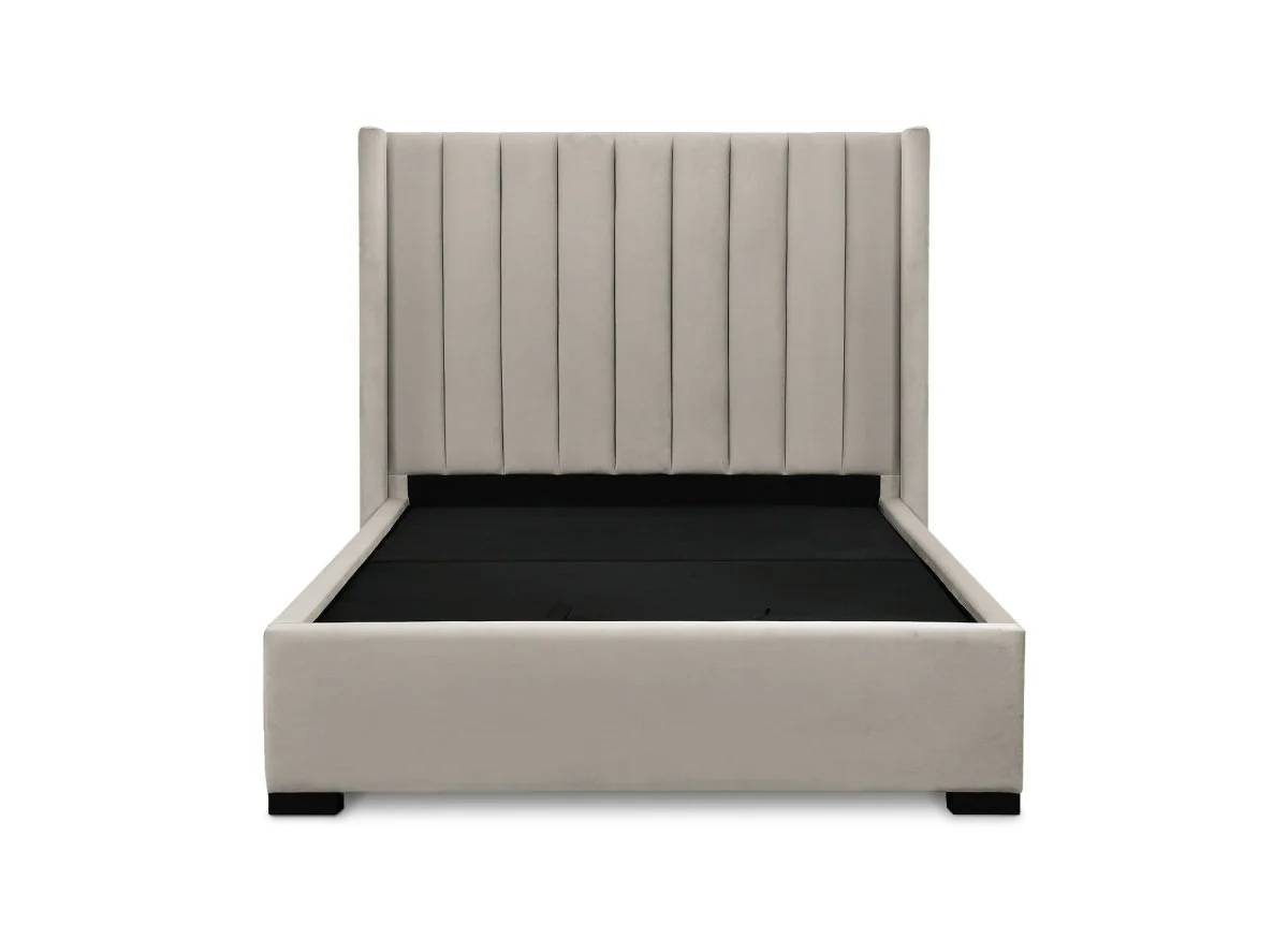 Lit coffre en velours taupe 140x190 cm ALENA - Image 6