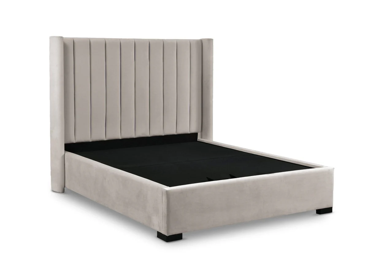 Lit coffre en velours taupe 160x200 cm ALENA - Image 5