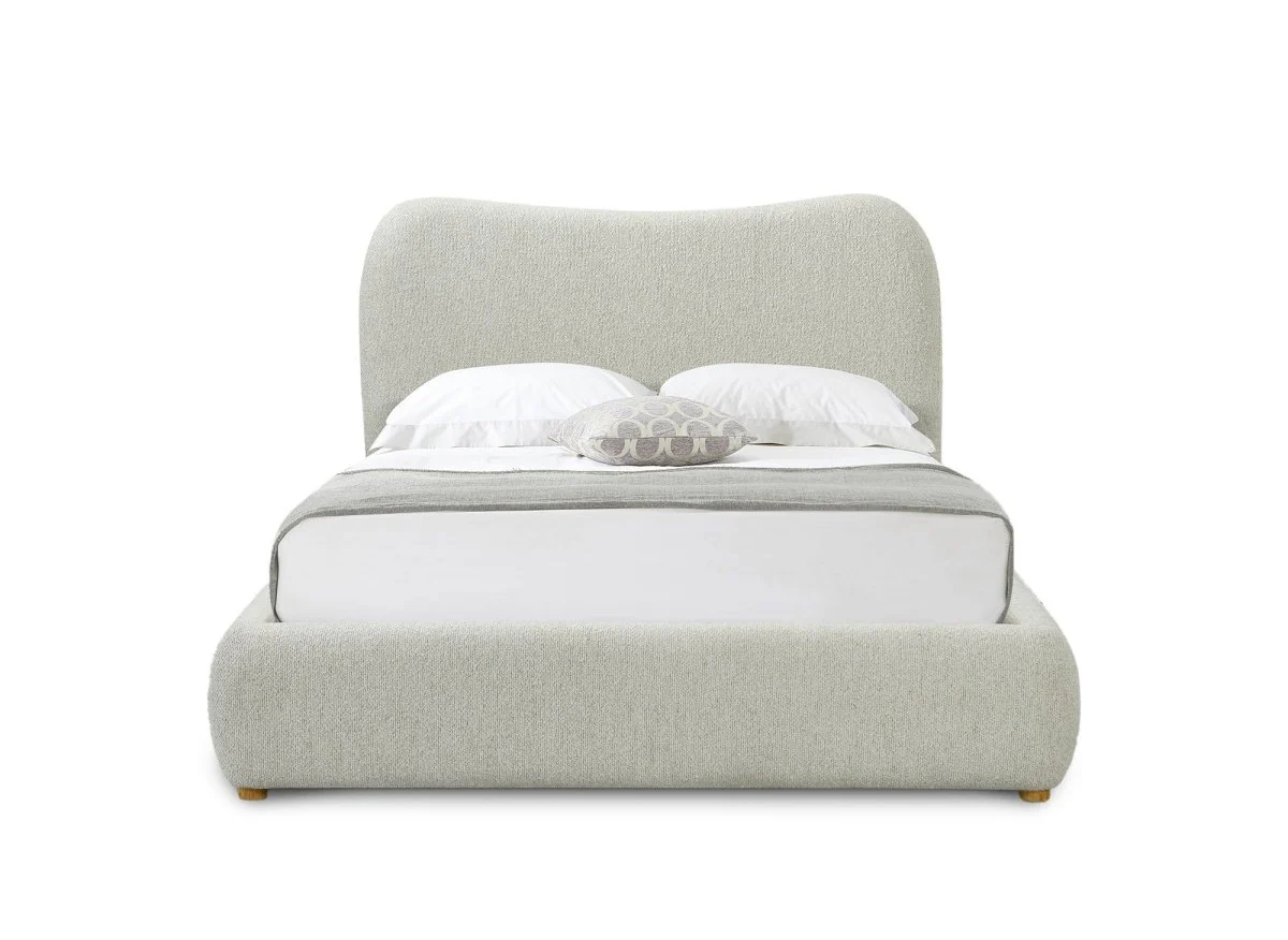 Lit double effet peau de mouton blanc écru PAMELA 140 x 190 cm - Image 4